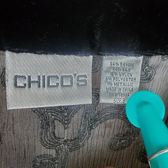 Vtg Chicos Velvet Burnout Silk Blend Kimono Topper Sz 3 XL Gothic Chic Oriental - Picture 11 of 15